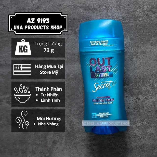 Lăn Khử Mùi Secret Outlast Anything PROTECTING POWDER - Dạng Sáp 73g