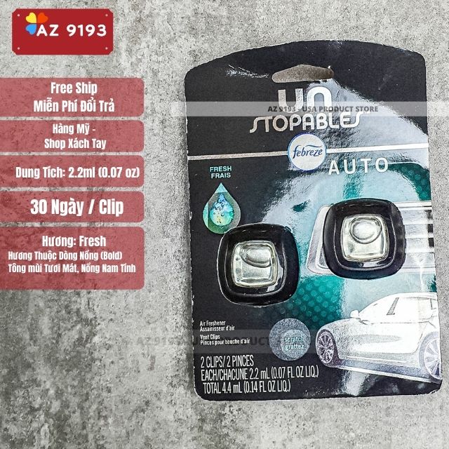 Thơm Xe Febreze Fresh 2ml x 5c