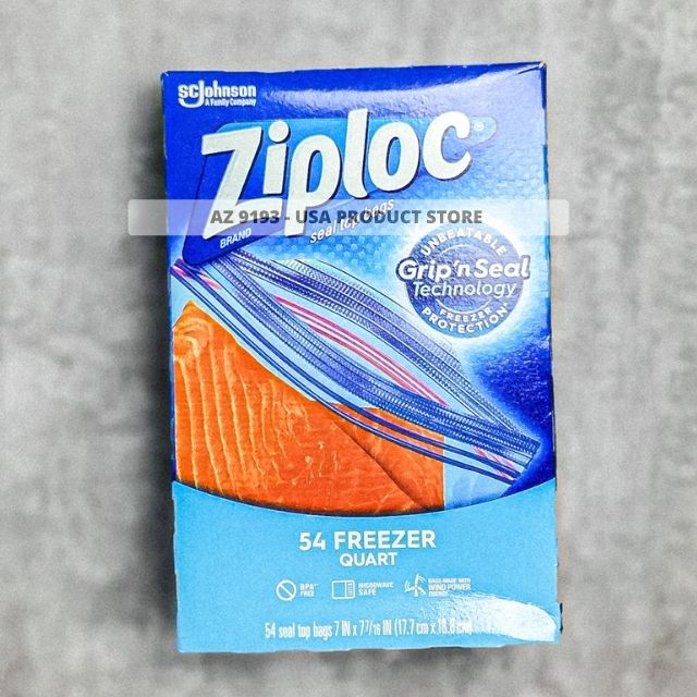 Túi Thực Phẩm Ziploc FREEZER, 54 túi, Kích thước 17.7cm x 18.8cm - Hàng Mỹ