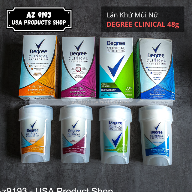Lăn Khử Mùi Degree Clinical SHOWER CLEAN - Sáp Trắng Mềm 48g
