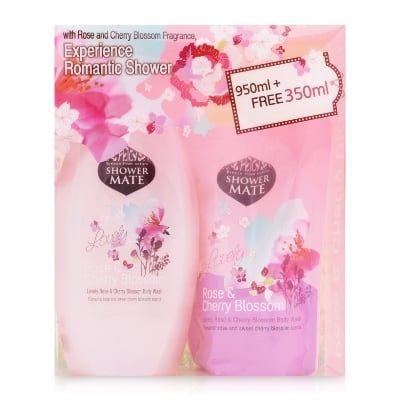 Tắm Bộ Shower Mate Rose & Cherry Blossom 950ml+