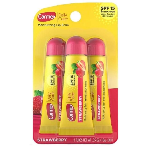 Set son dưỡng môi Carmex Daily Care STRAWBERRY, Set 3 Tuýp
