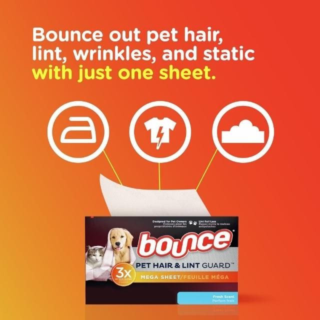Giấy Thơm BOUNCE, Dòng Pet Hair and Lint Guard, 50 tờ