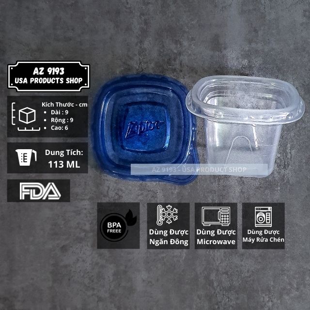 Hộp đựng thực phẩm Ziploc hình vuông - size Mini Square