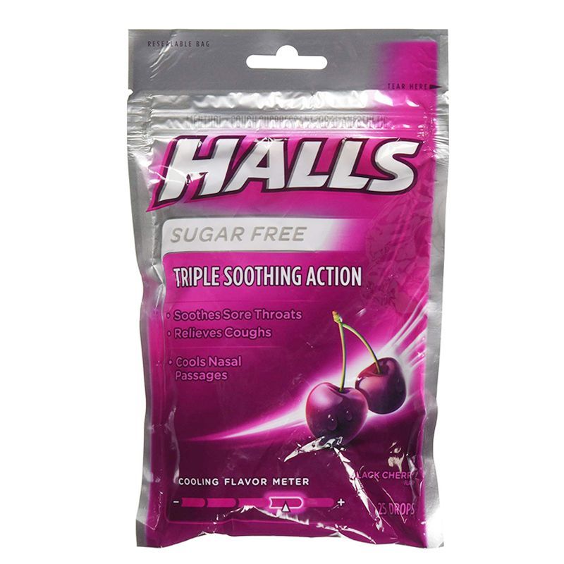 Kẹo Halls TRIPLE SOOTHING ACTION Black Cherry 25 Viên
