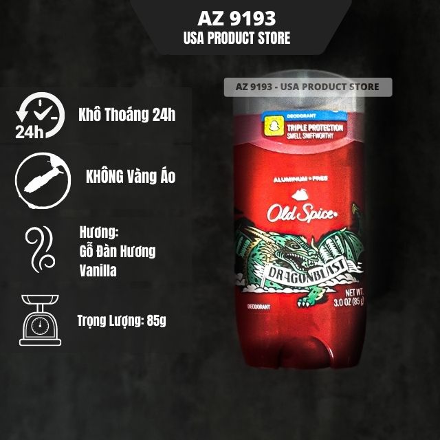 Lăn Khử Mùi Old Spice Wild Collection DRAGON BLAST - Sáp Xanh 85g