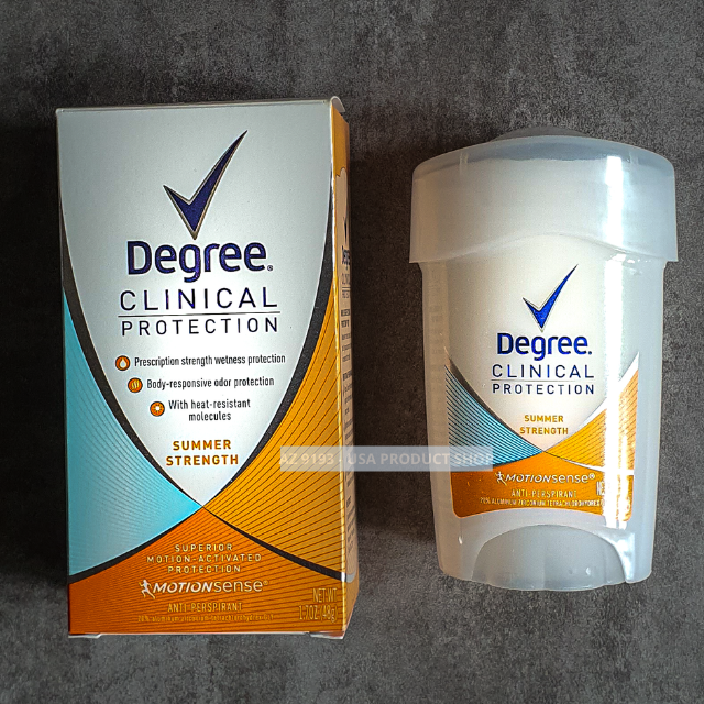 Lăn Khử Mùi Degree Clinical SUMMER STRENGTH - Sáp Trắng Mềm 48g