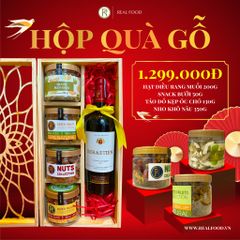 Hộp quà Tết Gỗ Rượu 5 món Real Food