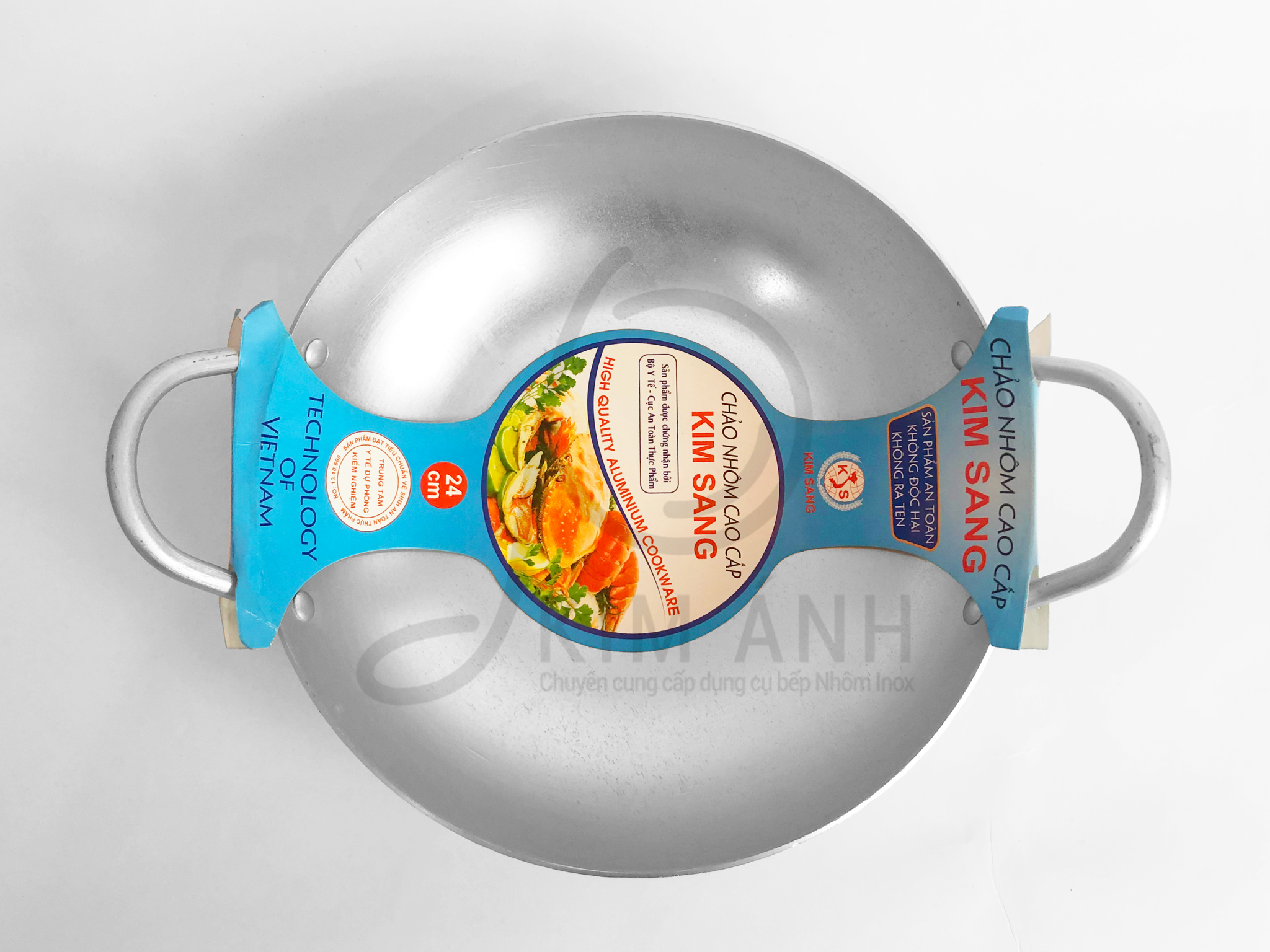 Chảo nhôm quai cọng xi bóng Kim Sang kích cỡ 16cm đến 66cm