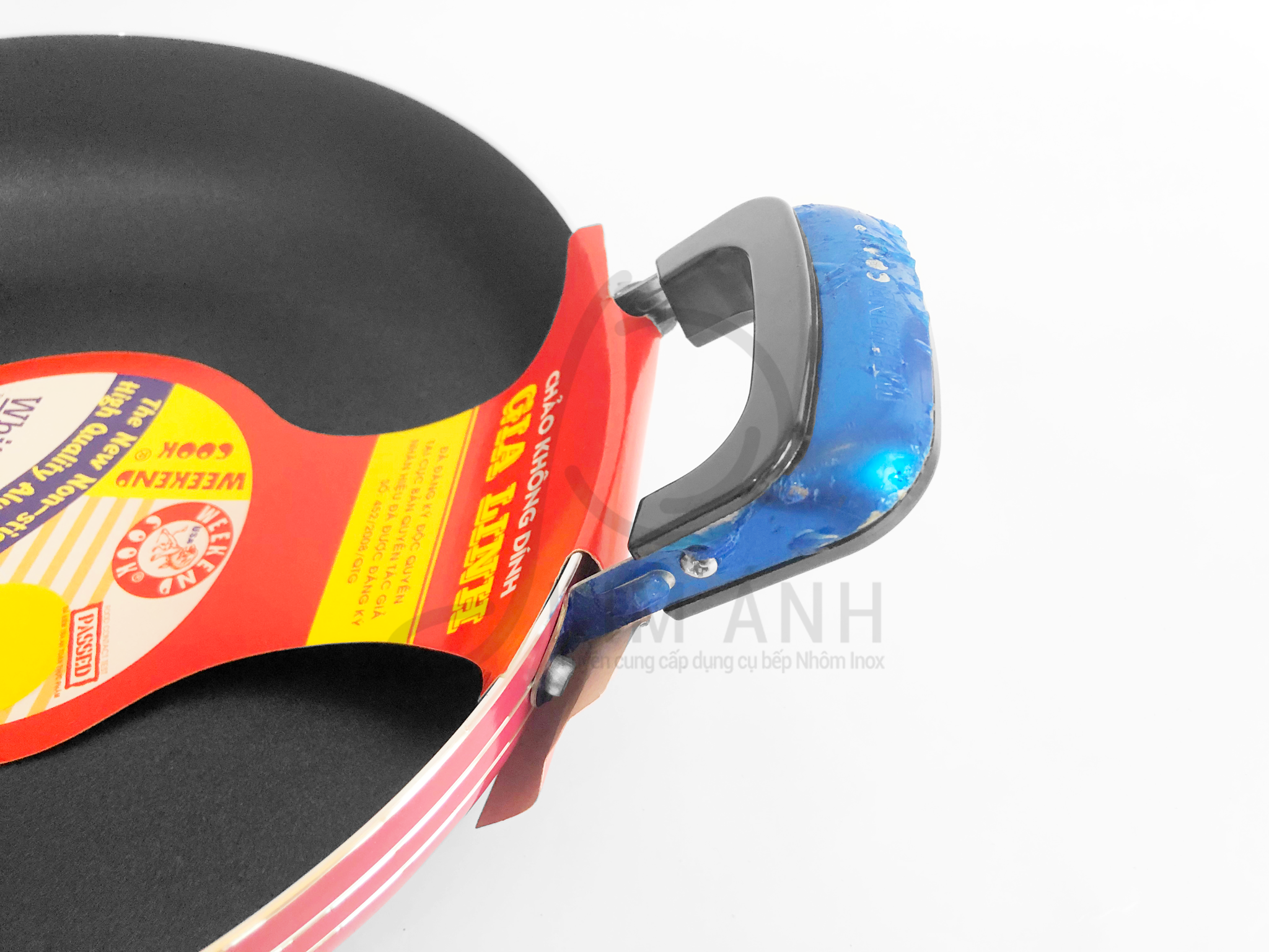 Chảo chống dính đáy bằng Gia Linh 2 quai đen chịu nhiệt