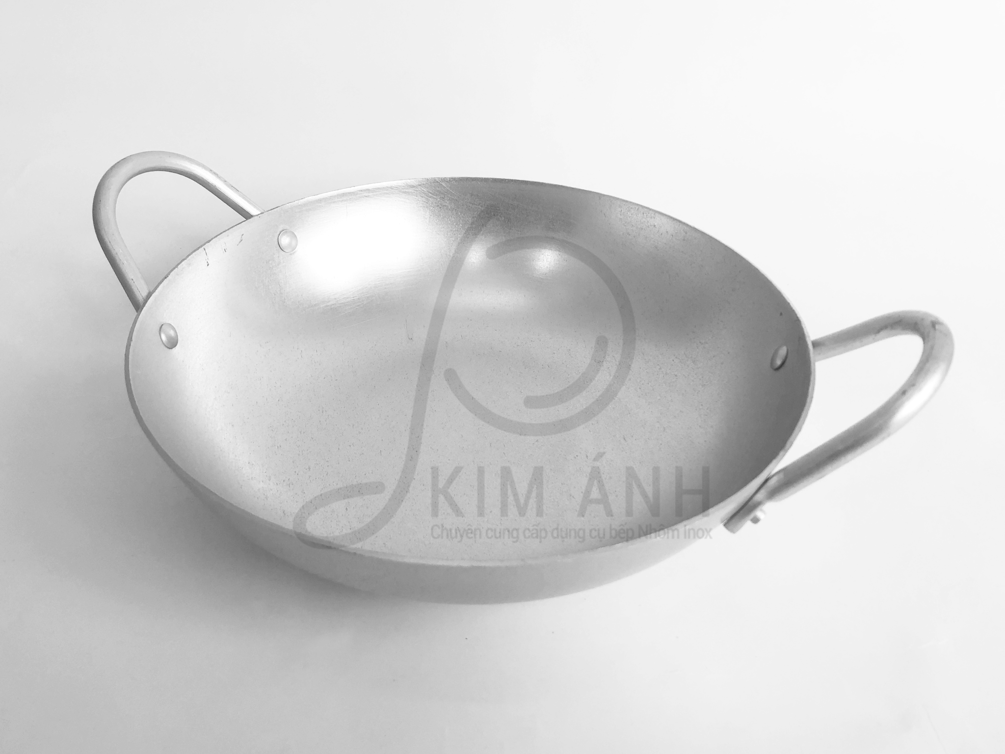 Chảo nhôm quai cọng xi bóng Kim Sang kích cỡ 16cm đến 66cm