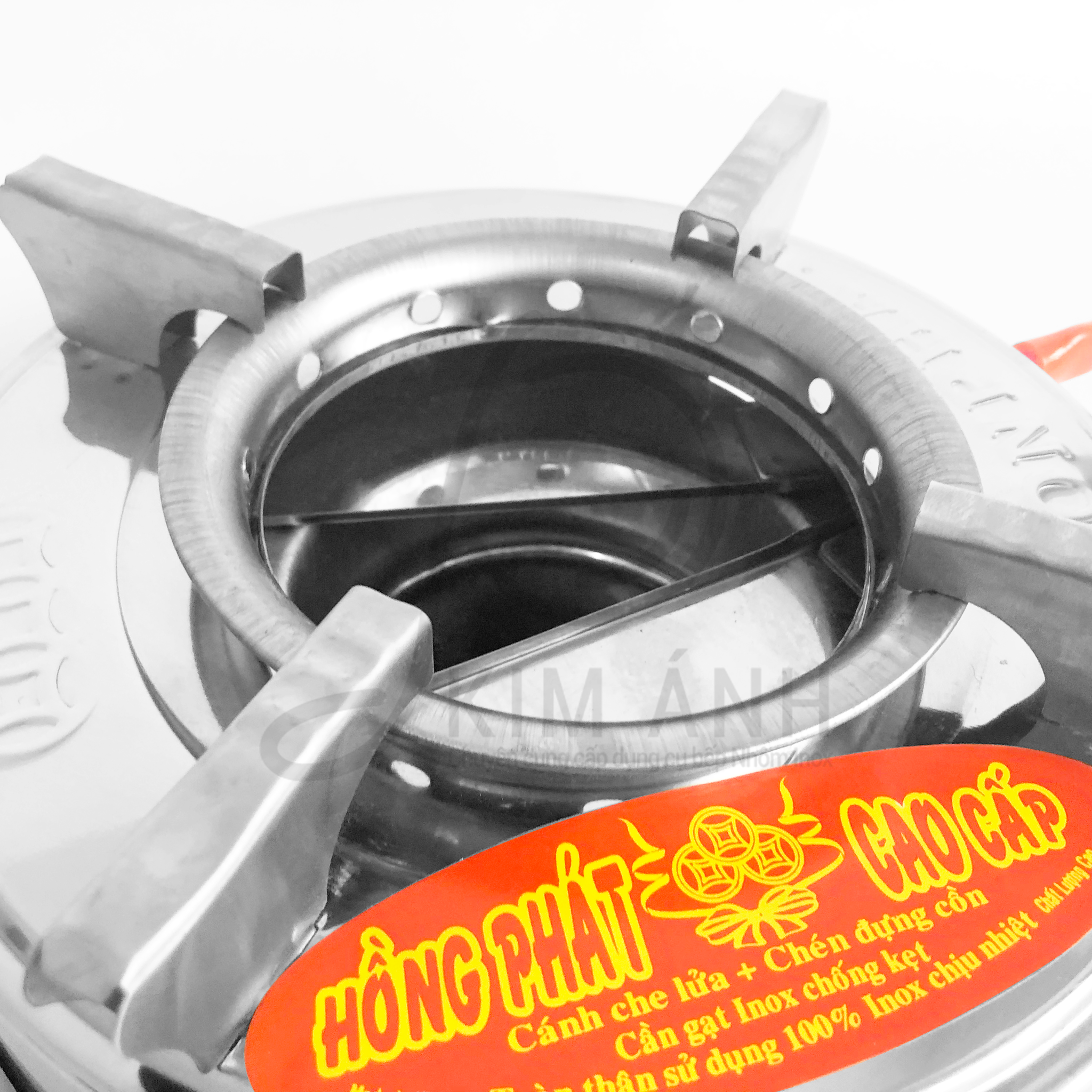 Bếp cồn tròn Inox Hồng Phát có chắn gió