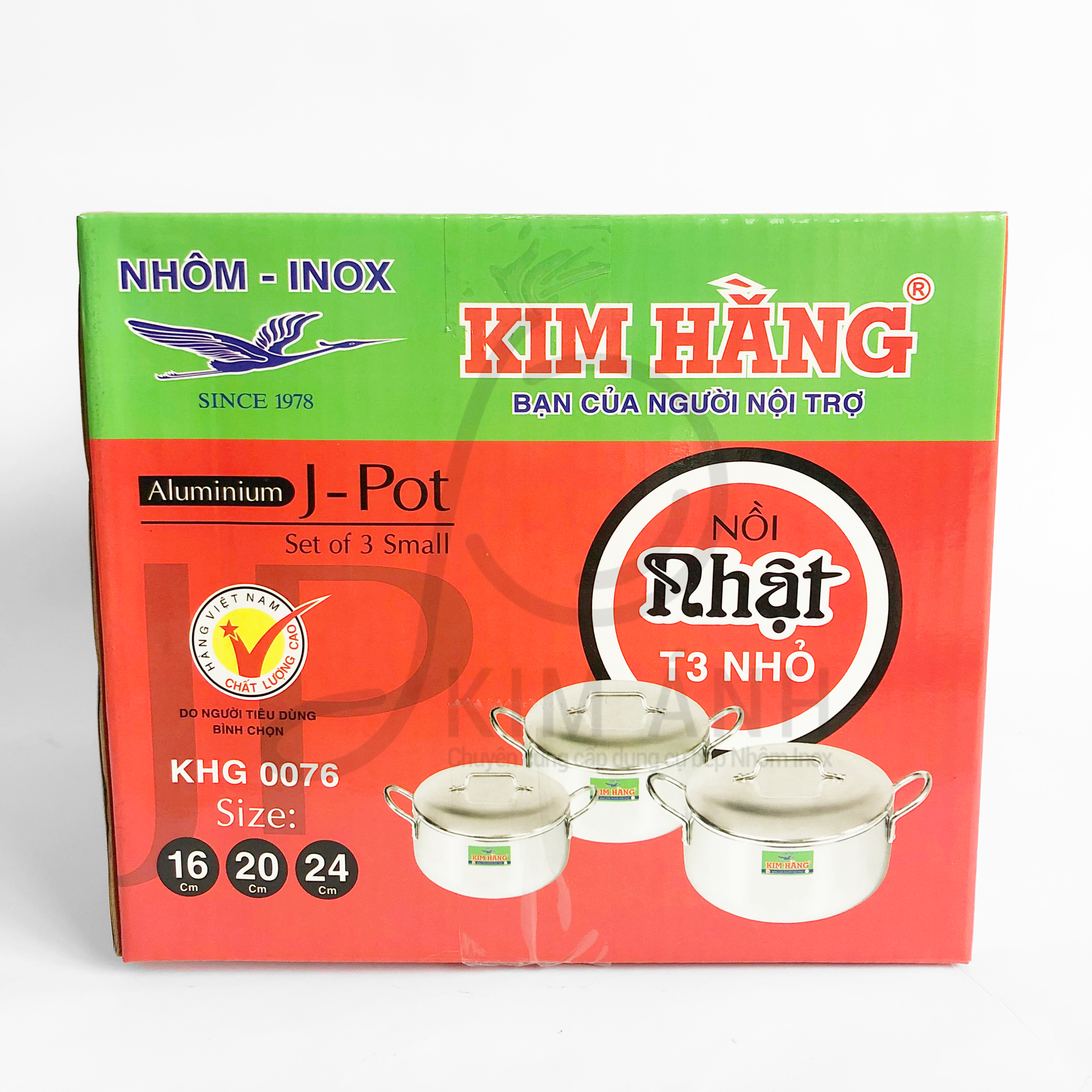 Bộ 3 nồi Kim Hằng nhôm xi bóng nhỏ 16 20 24