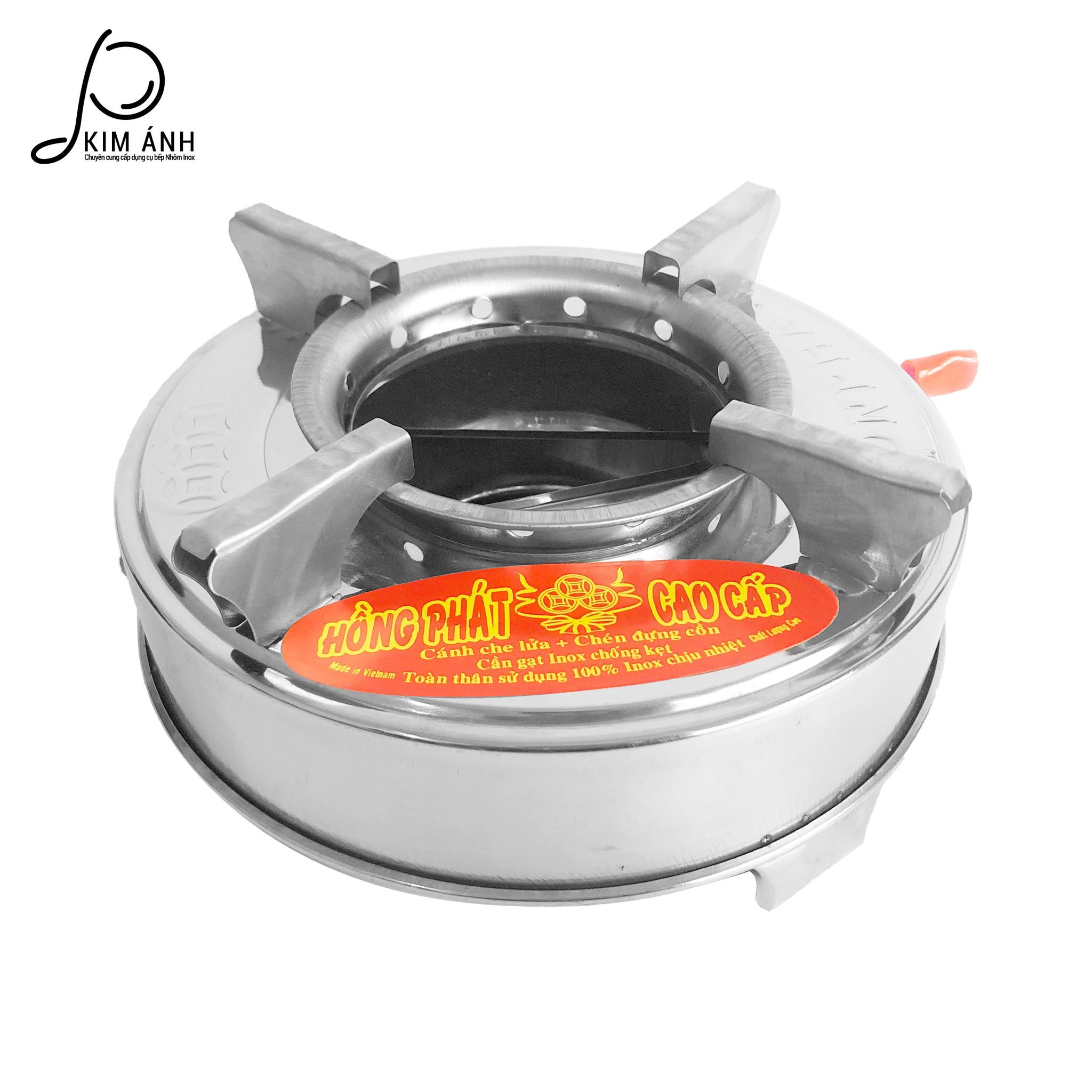 Bếp cồn tròn Inox Hồng Phát có chắn gió