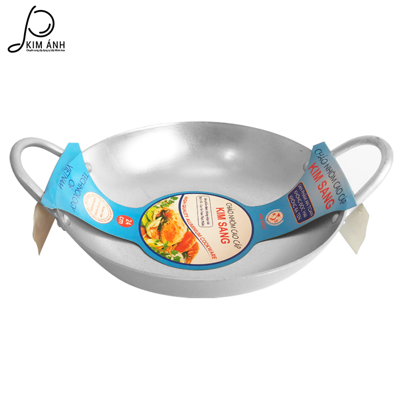 Chảo nhôm quai cọng xi bóng Kim Sang kích cỡ 16cm đến 66cm