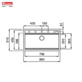  Chậu rửa bát đá Granite Sink Terra 860S Grey 