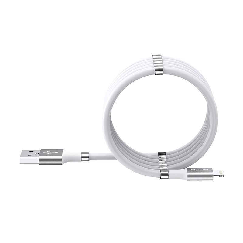 Cáp Sạc Nhanh Từ Tính USB to Lightning ROCK Magnetic Silicone 2.4A (1.8m)