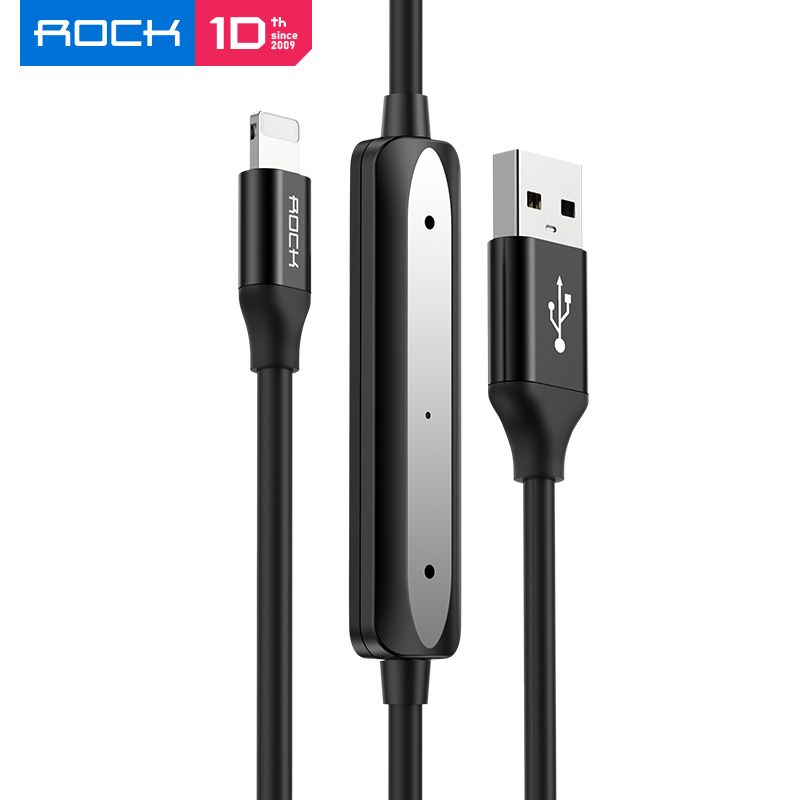 Cáp Sạc USB to Lightning Tích Hợp Micro Điều Khiển Giọng Nói Thông Minh ROCK Intelligent Voice Control 2.4A