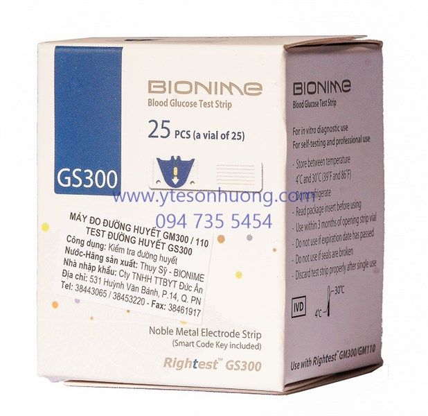 Que thử đường huyết Bionime GS-300 (lọ 25 que)