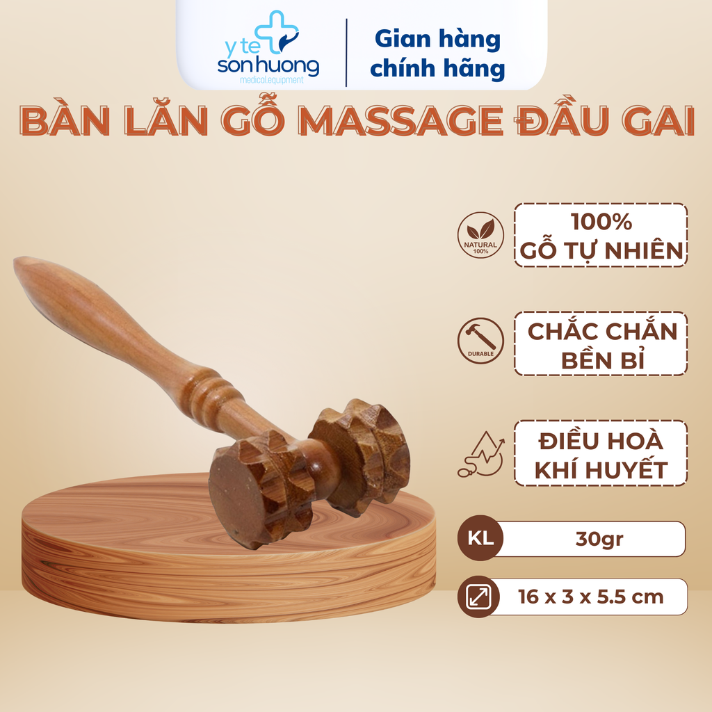 Bàn lăn gỗ massage đầu gai