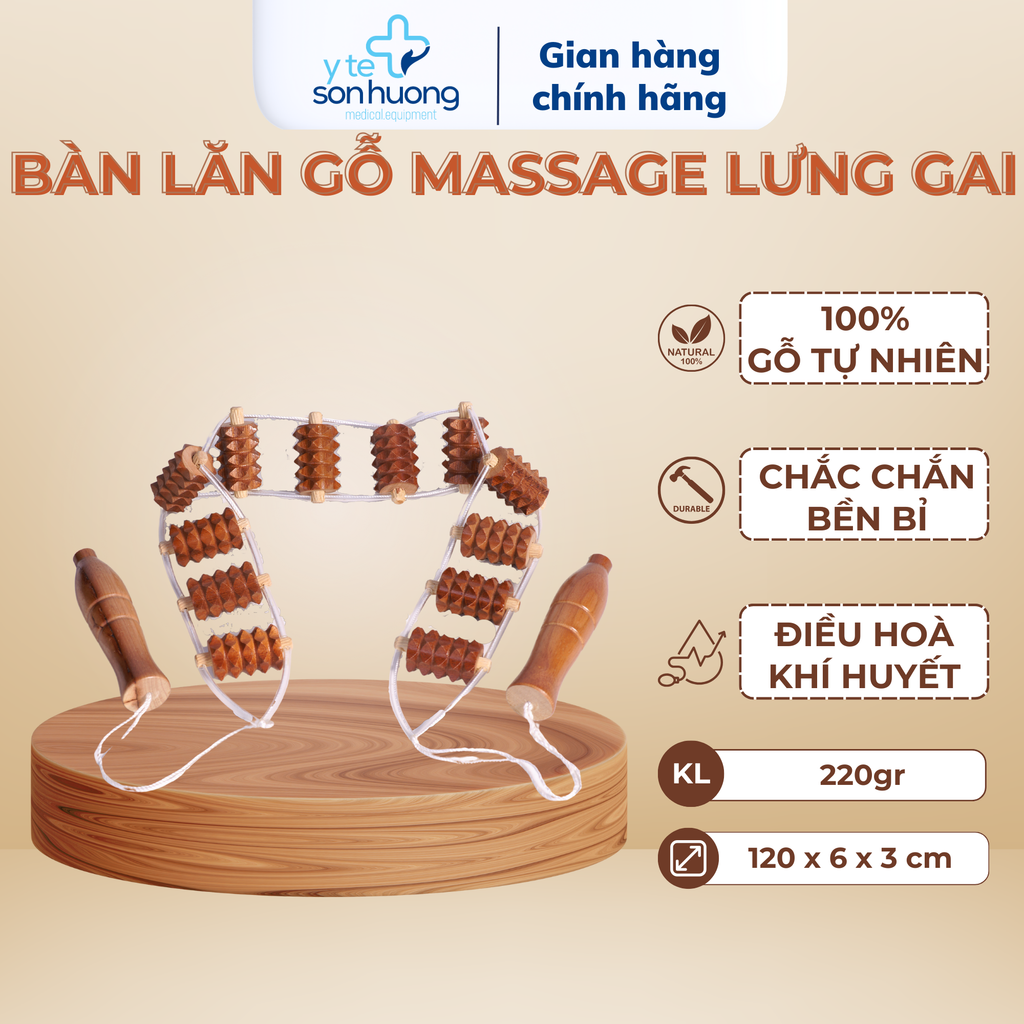 Bàn lăn gỗ massage lưng gai