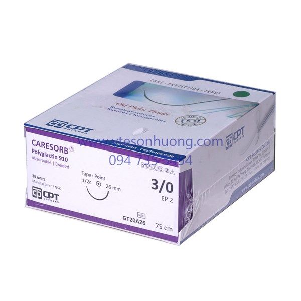 Chỉ CPT Caresorb Polyglactin 910 3/0 GT20A26