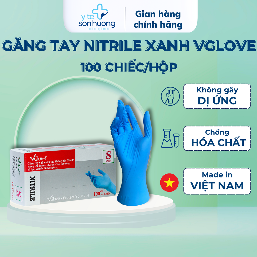 Găng tay y tế không bột Vglove Nitrile 4.0gr