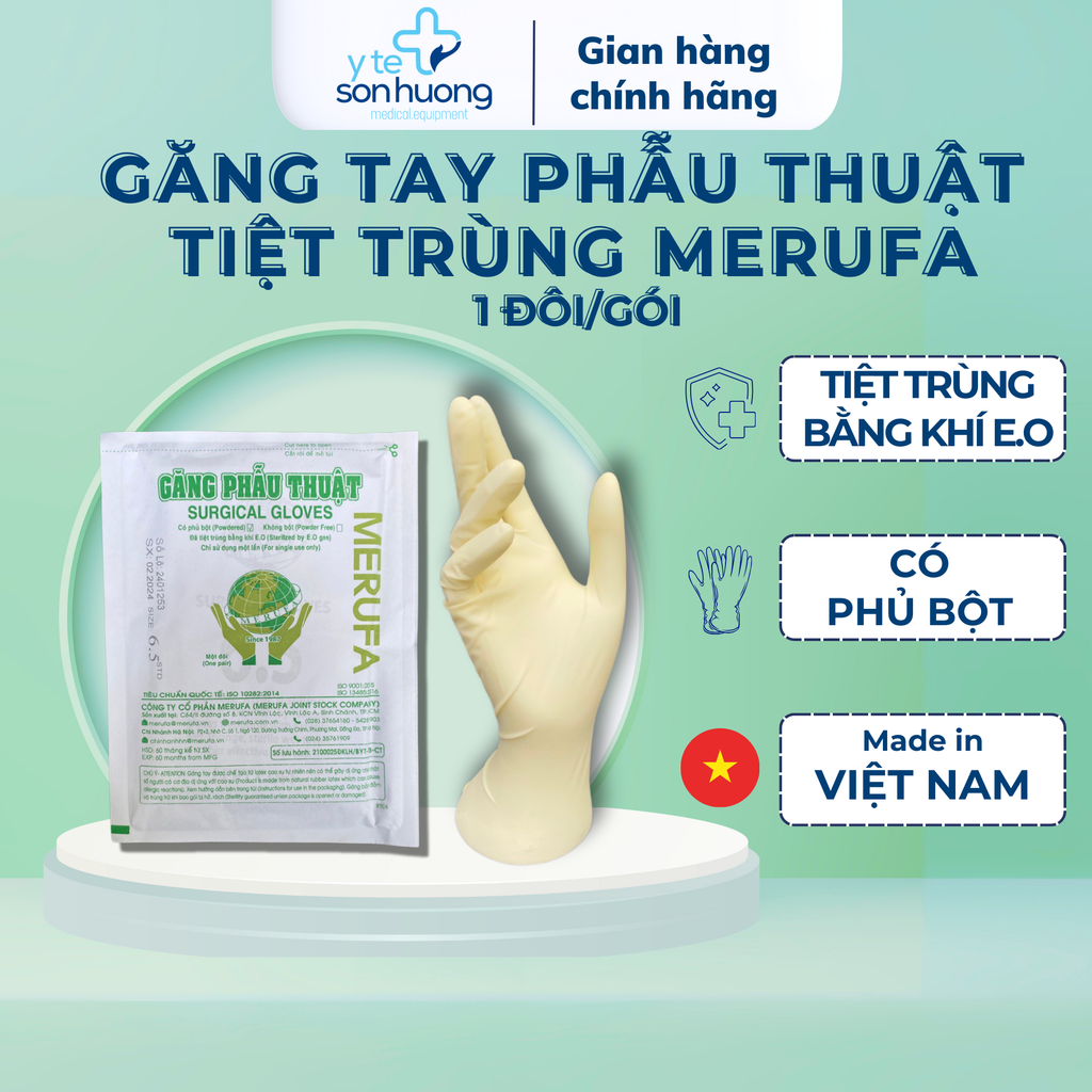 Găng tay phẫu thuật tiệt trùng Merufa