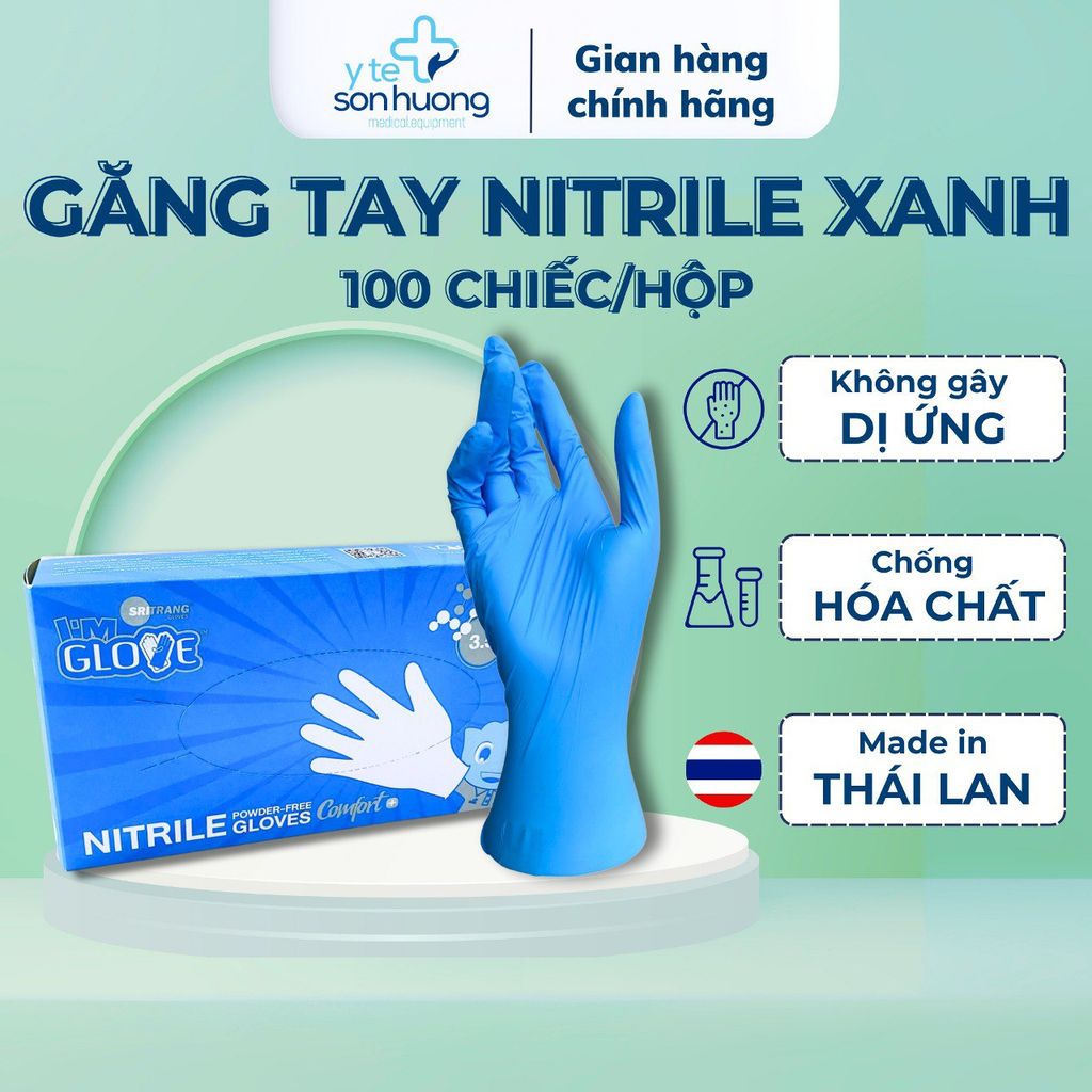 Găng tay y tế cao cấp Nitrile I'm Gloves Comfort+ (Ocean Blue) 3.5gr (Màu xanh dương)
