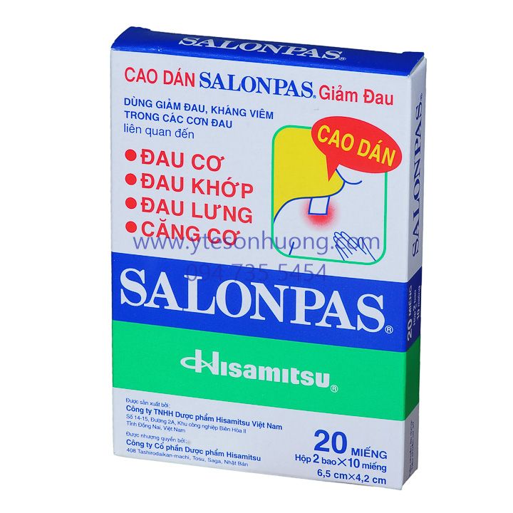 Cáo dán Salonpas giảm đau H20