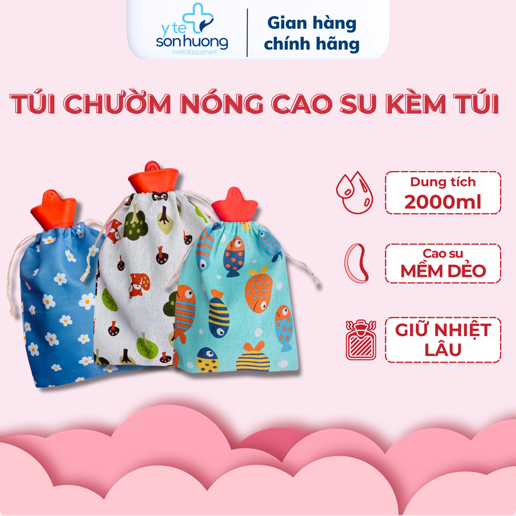 Túi Chườm Đá Thể Thao Túi Chườm Nóng Đau Bụng Kinh Túi Chườm Cao Su Y Tế Nóng Lạnh 2000ml