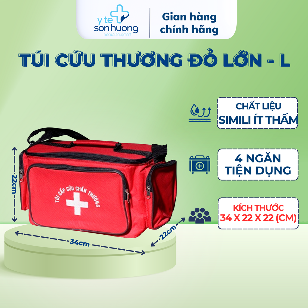 Túi cứu thương Đỏ Lớn ( size L - 34x22x22cm)