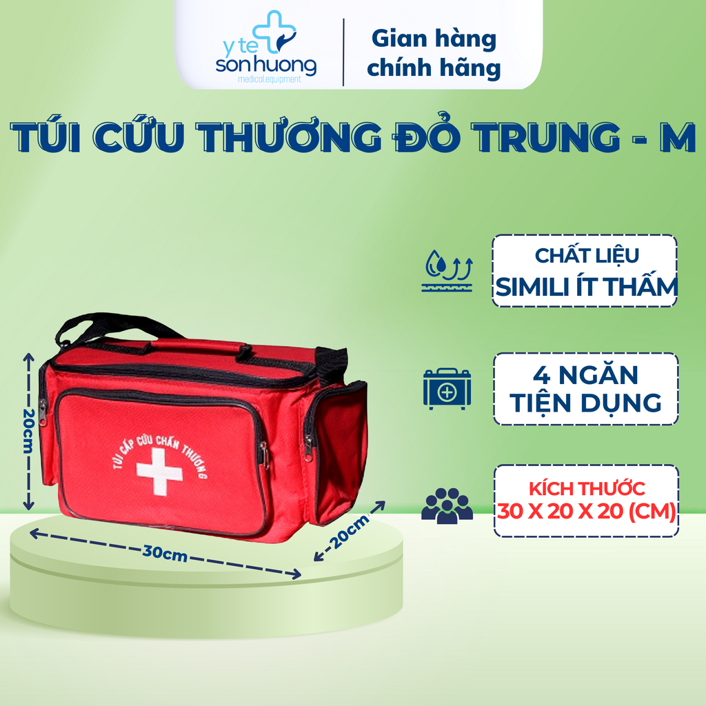 Túi cứu thương Đỏ Trung (size M - 30x20x20cm)