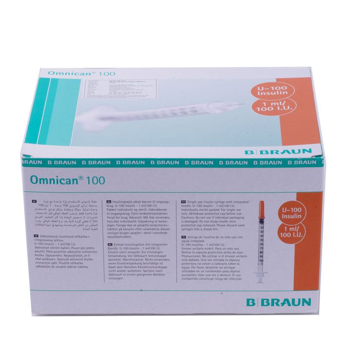 Bơm tiêm Isulin BBraun Omnican 1cc U100 (Kim đầu cam)