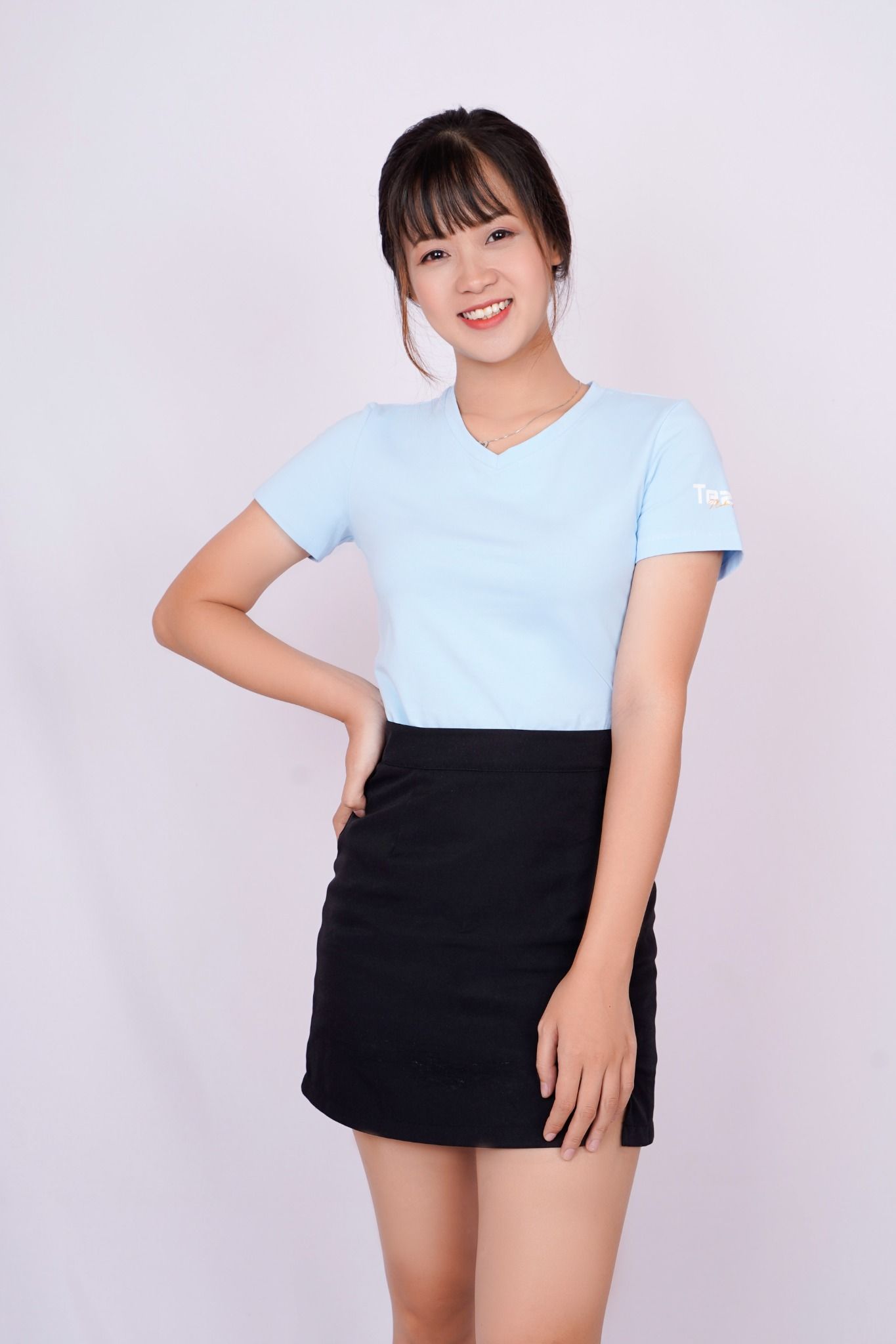 Áo nữ t.shirt trơn, xanh - 2104APKB002XAH