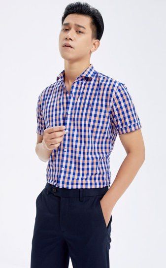 Áo sơ mi cộc tay caro SMCC008CAM