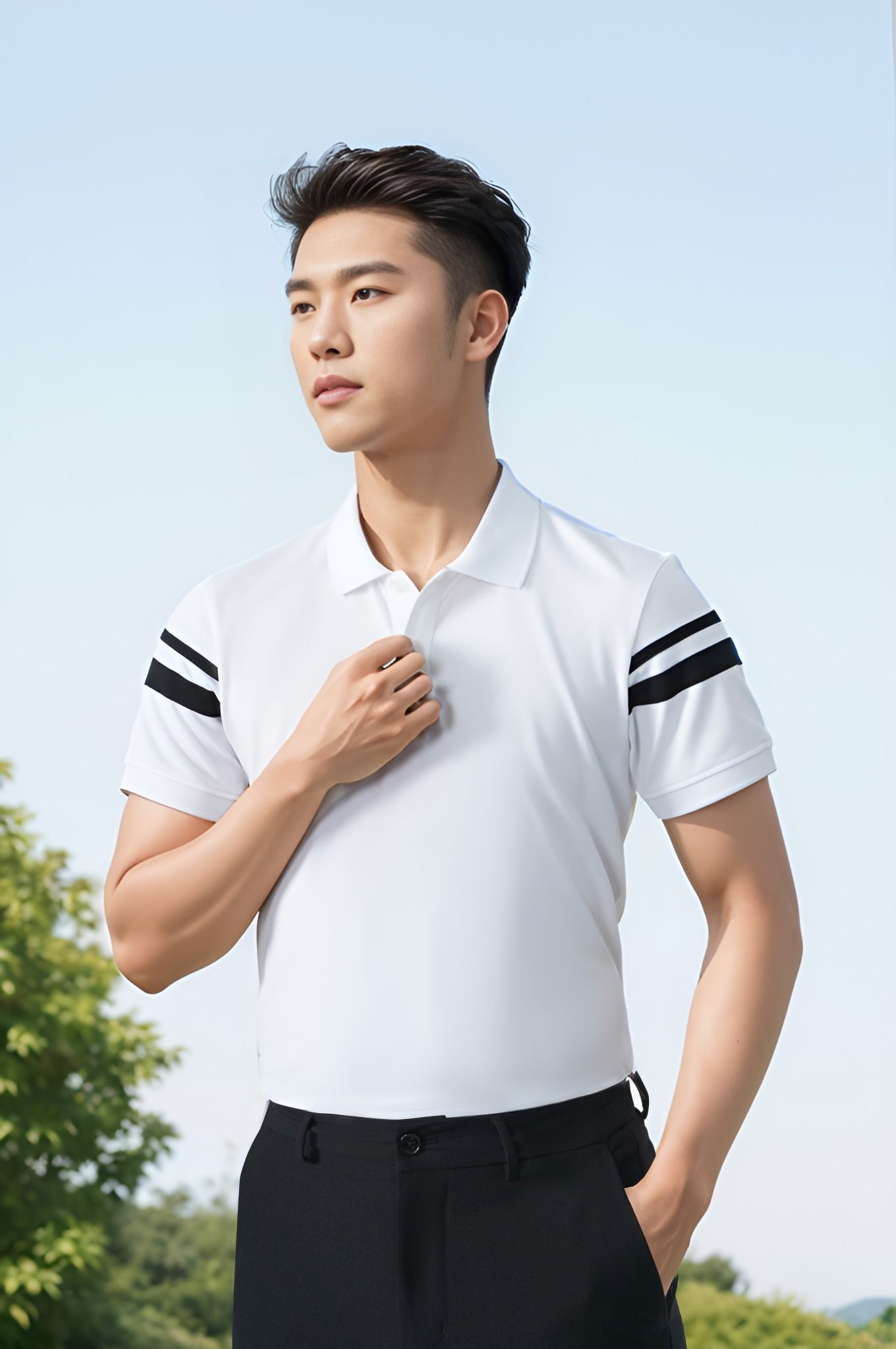Áo polo nam thiết kế phối tay Tezo - 25APCT067