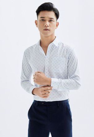 Áo sơ mi dài tay hoạ tiết