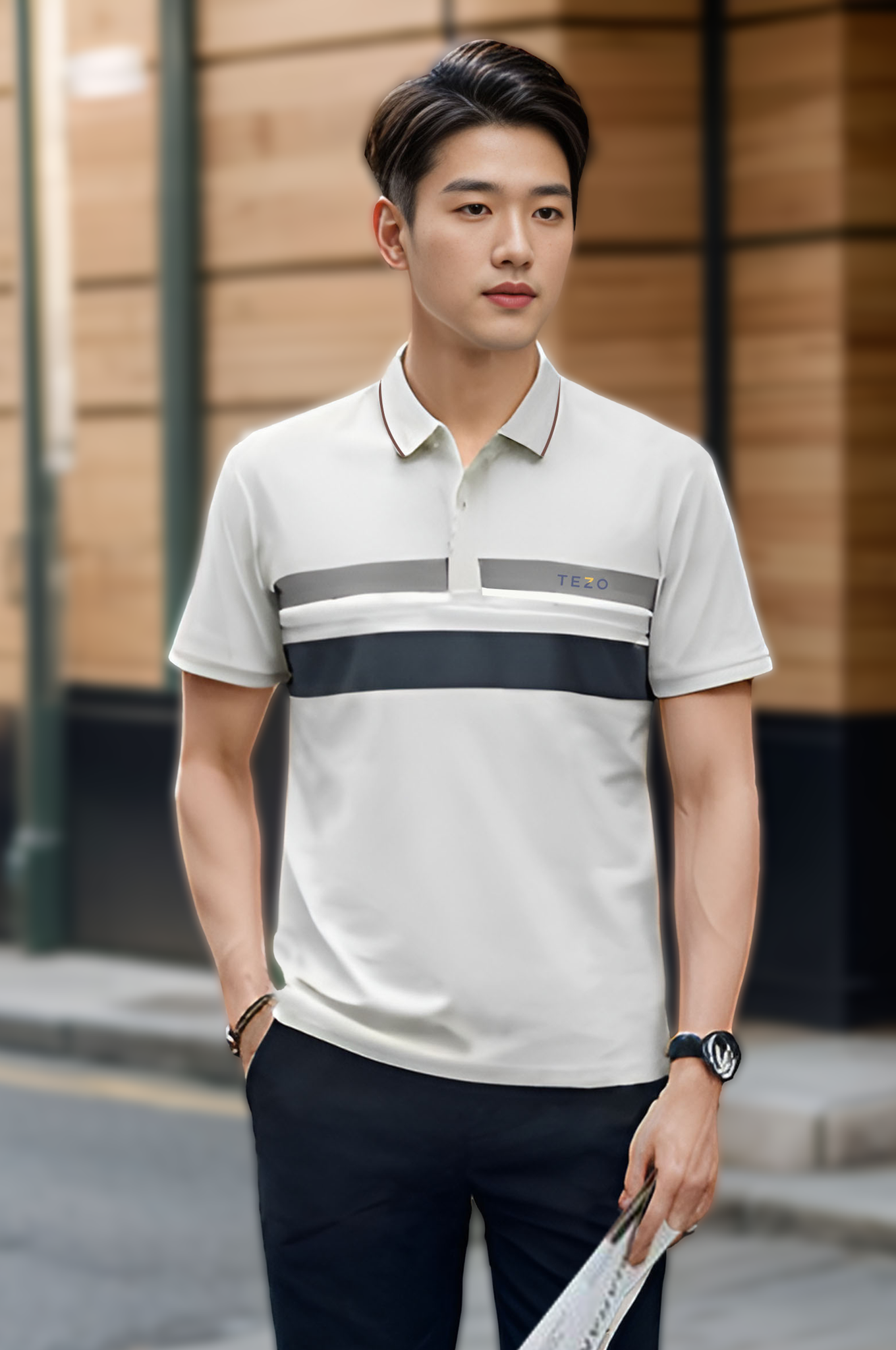 Áo polo nam thể thao thiết kế in ngực Tezo - 24APCH050
