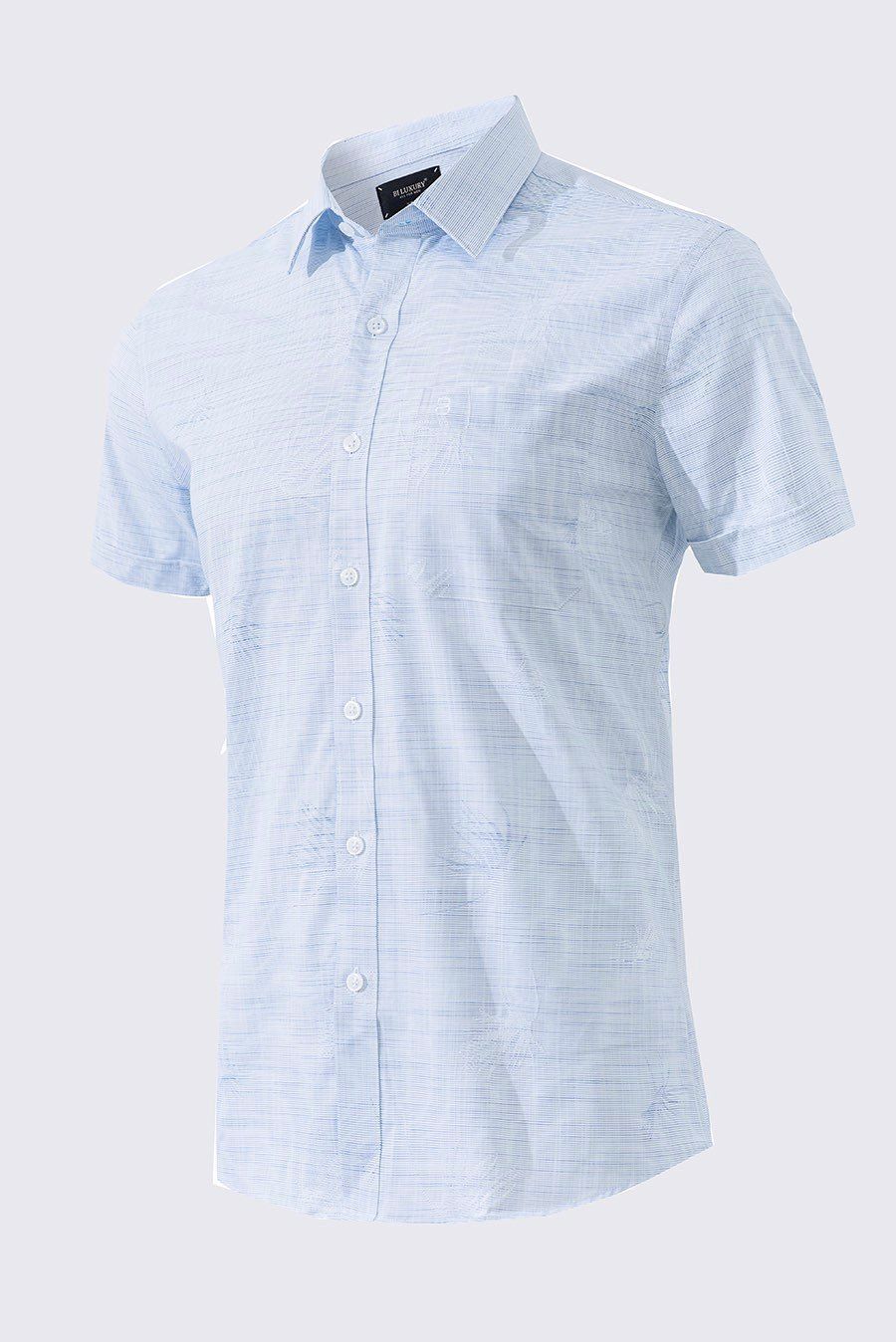 Áo sơ mi nam cộc tay họa tiết, (Xanh nhạt) - 4SMCH004XNH