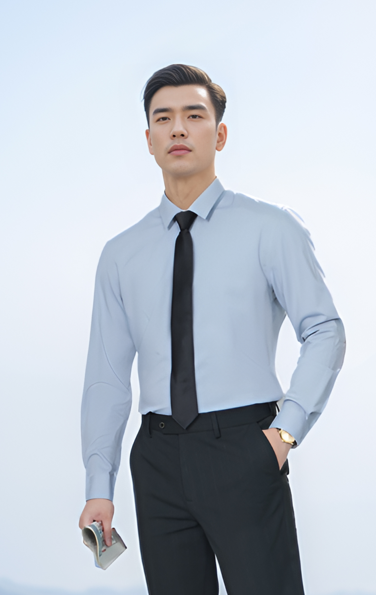 Áo sơ mi nam dài tay form body trơn Tezo - 24SMDB020