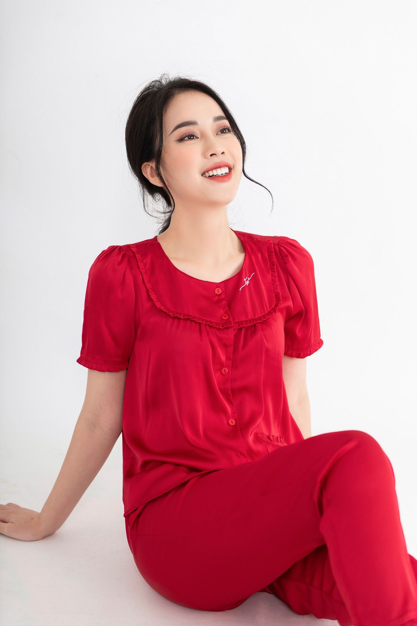 Áo pijama nữ lụa cao cấp, đỏ - 2103AOWB001DOD