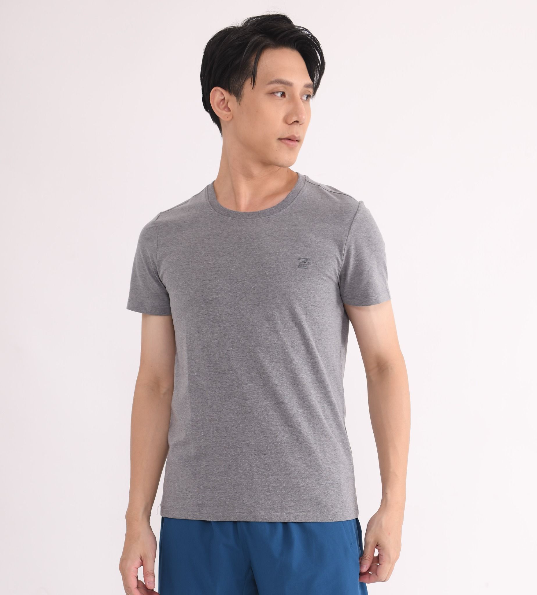Áo phông nam trơn, xám đốm - 2103APKB01XAM