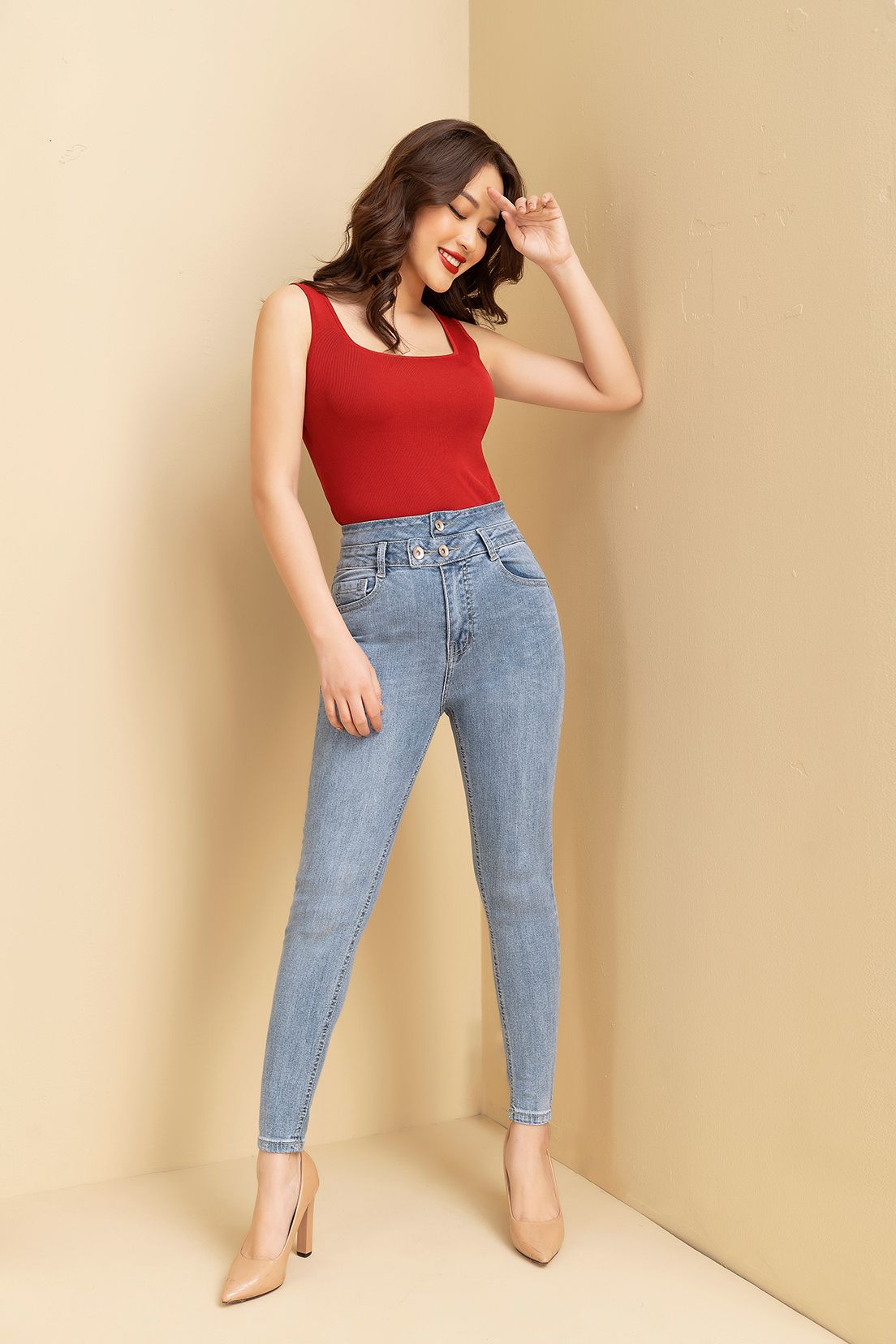 Quần Jean nữ baggy 2 cạp 3 cúc - QJ167