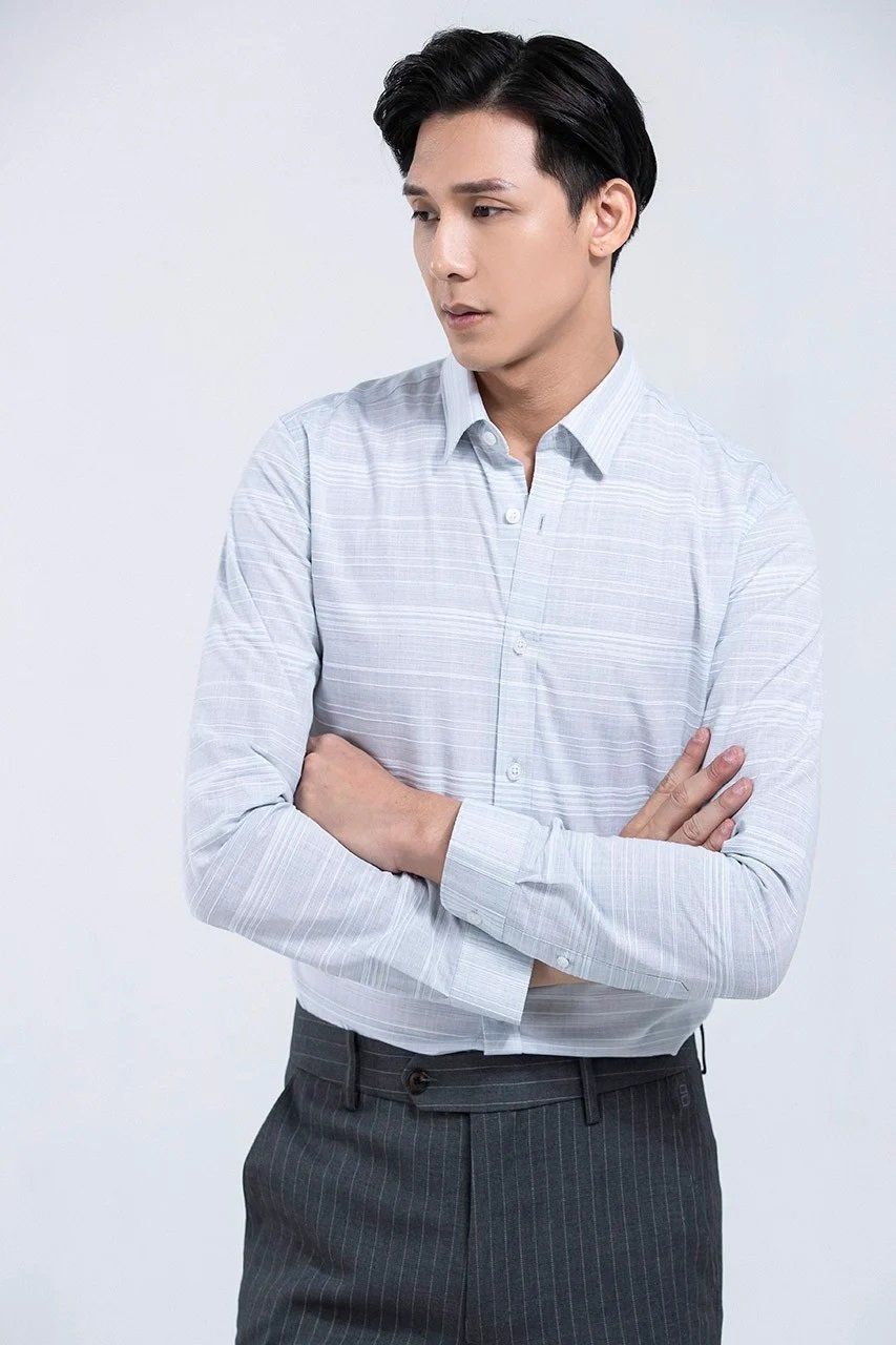 Áo sơ mi dài tay họa tiết slub SMDH131GHS
