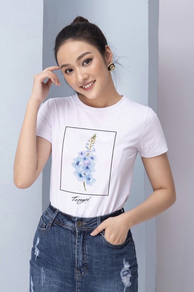 Áo nữ t.shirt in hình, trắng - 2104APKH002TRT
