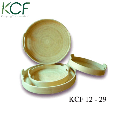 Bamboo round tray with handle - Khay tròn tre có tay cầm