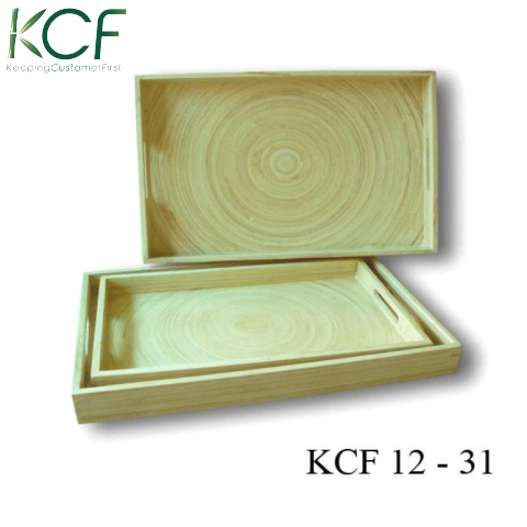 Bamboo rec tray with handle - Khay tre có tay cầm vuông góc