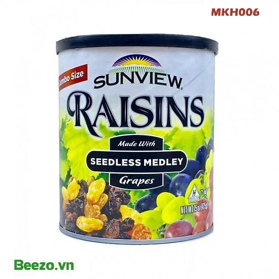 Nho Khô Mỹ SUNVIEW RAISINS Hũ 450g Loại Hỗn Hợp