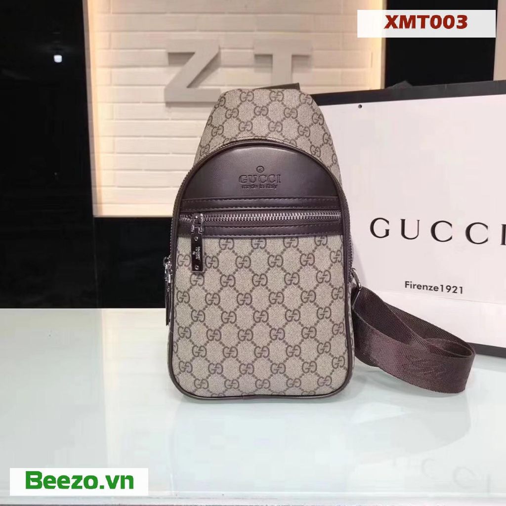 Túi Đeo Chéo Nam Hàng Hiệu Gucci (Xám Nhạt) - Quảng Châu XMT003